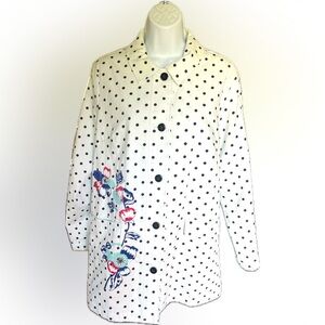 NWT Tribal Polka Dot Embroidered Trench Coat Jacket Sample Size Medium